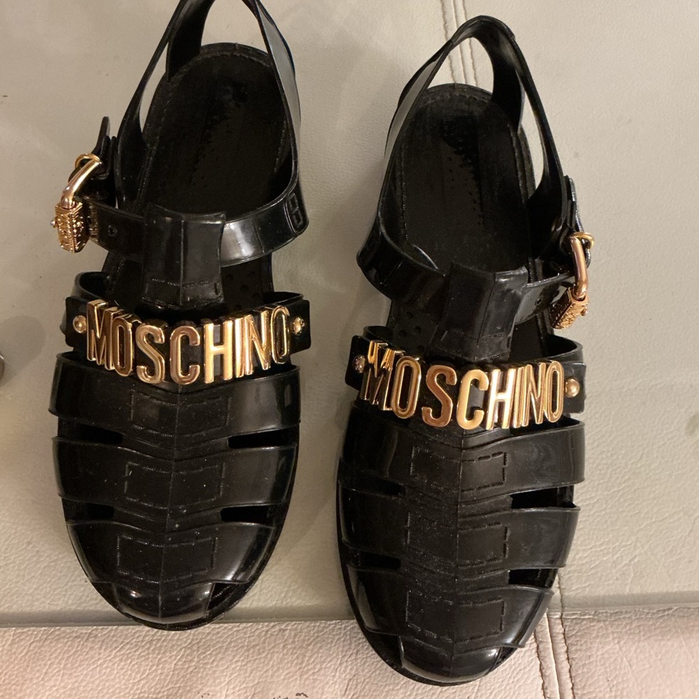 MOSCHINO- Black Fisherman Jelly Sandals Size 36 US 4.5